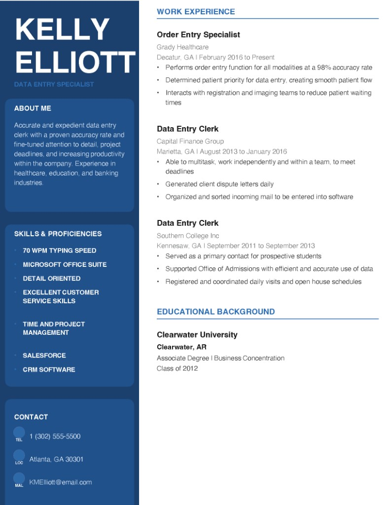 Big Interview resume for Kelly Elliott