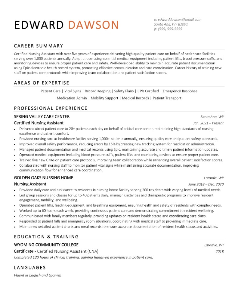 RS Works resume for Edward Dawson