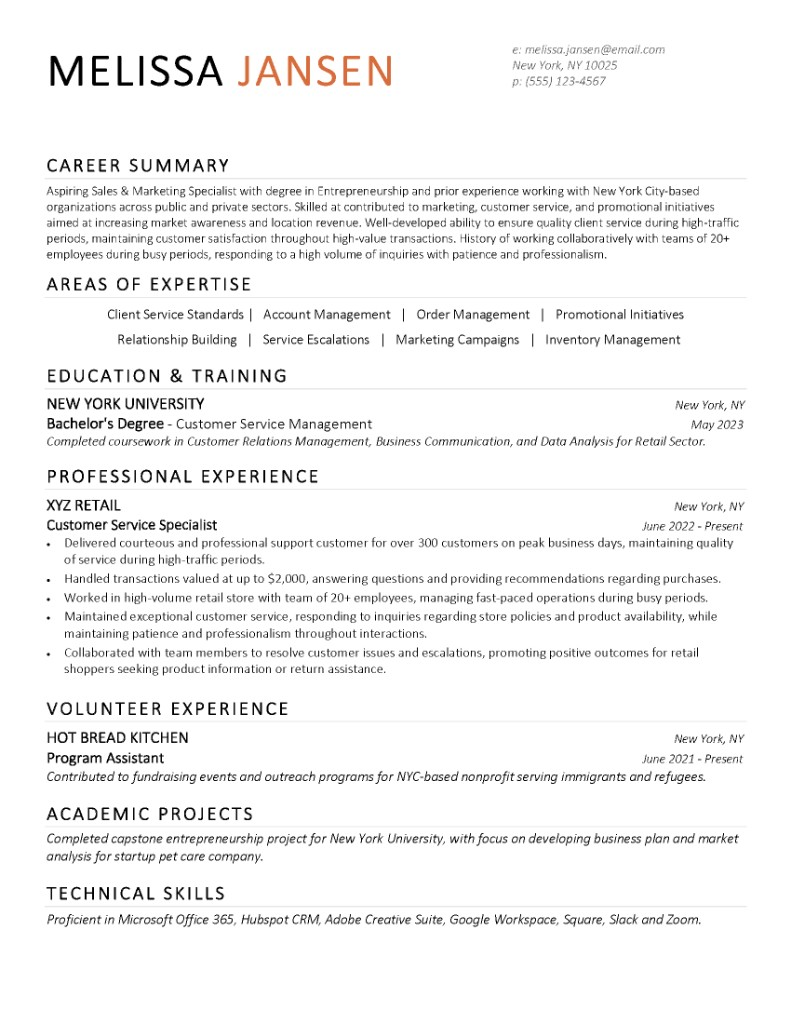 RS Works resume for Melissa Jansen